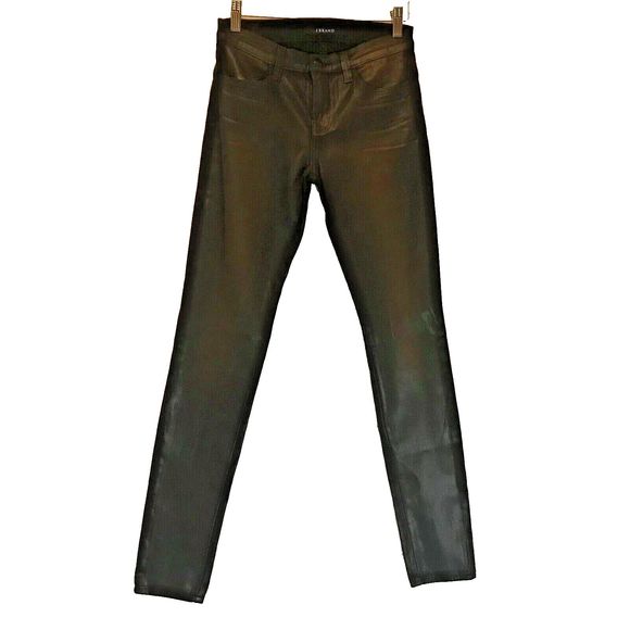 J Brand Super Skinny Jeans Diff Gold Black Wax Coated Style 6200222  size 25 - Picture 1 of 5